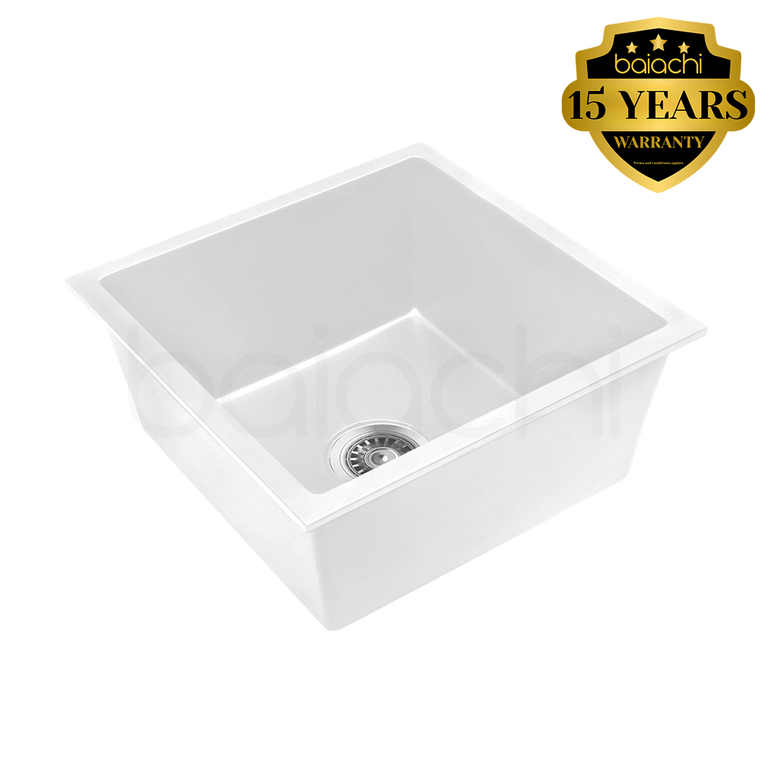 Baiachi 450 x 450 Single Bowl Granite Kitchen Sink White