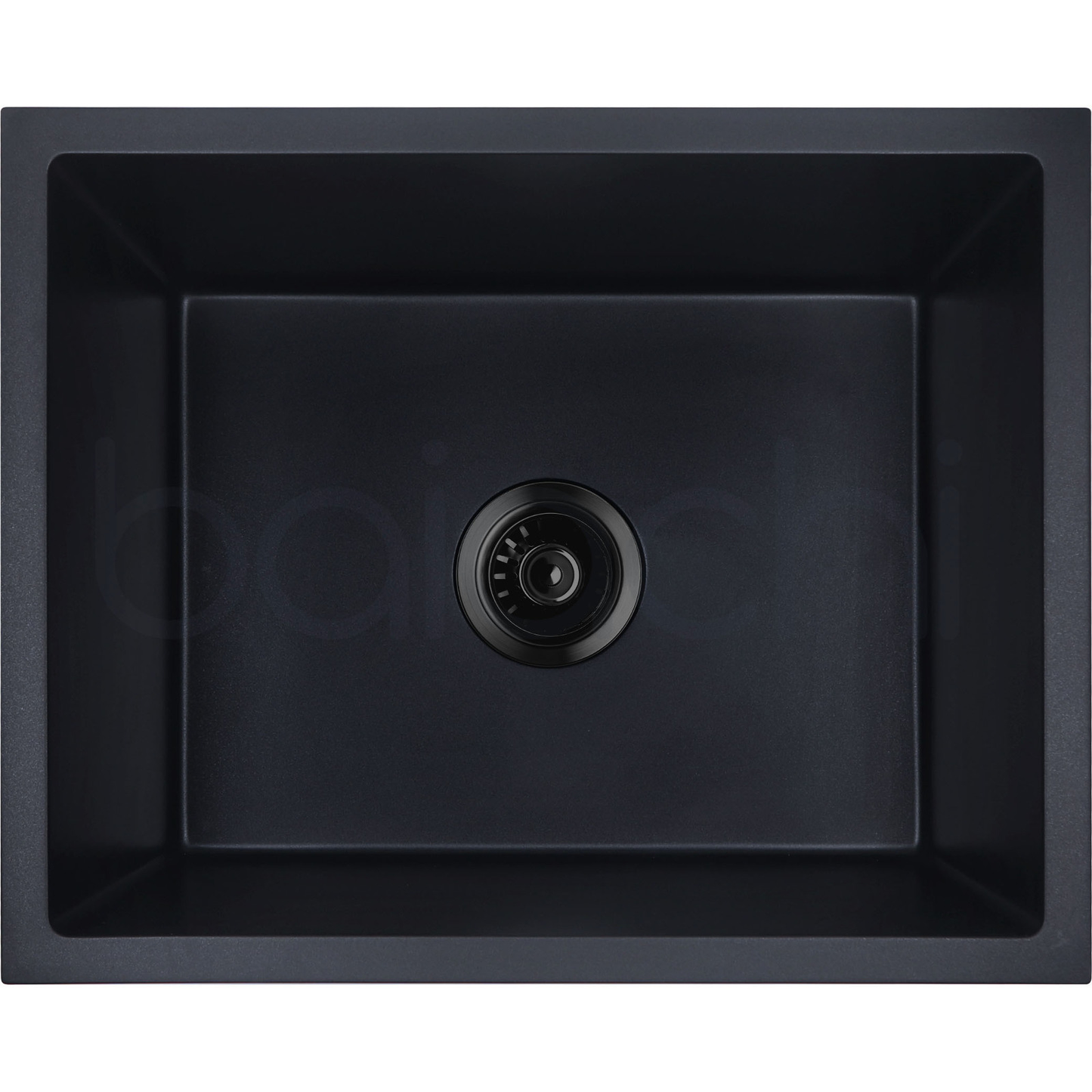 Baiachi 550 x 450 Single Bowl Granite Kitchen Sink Black with Black Waste