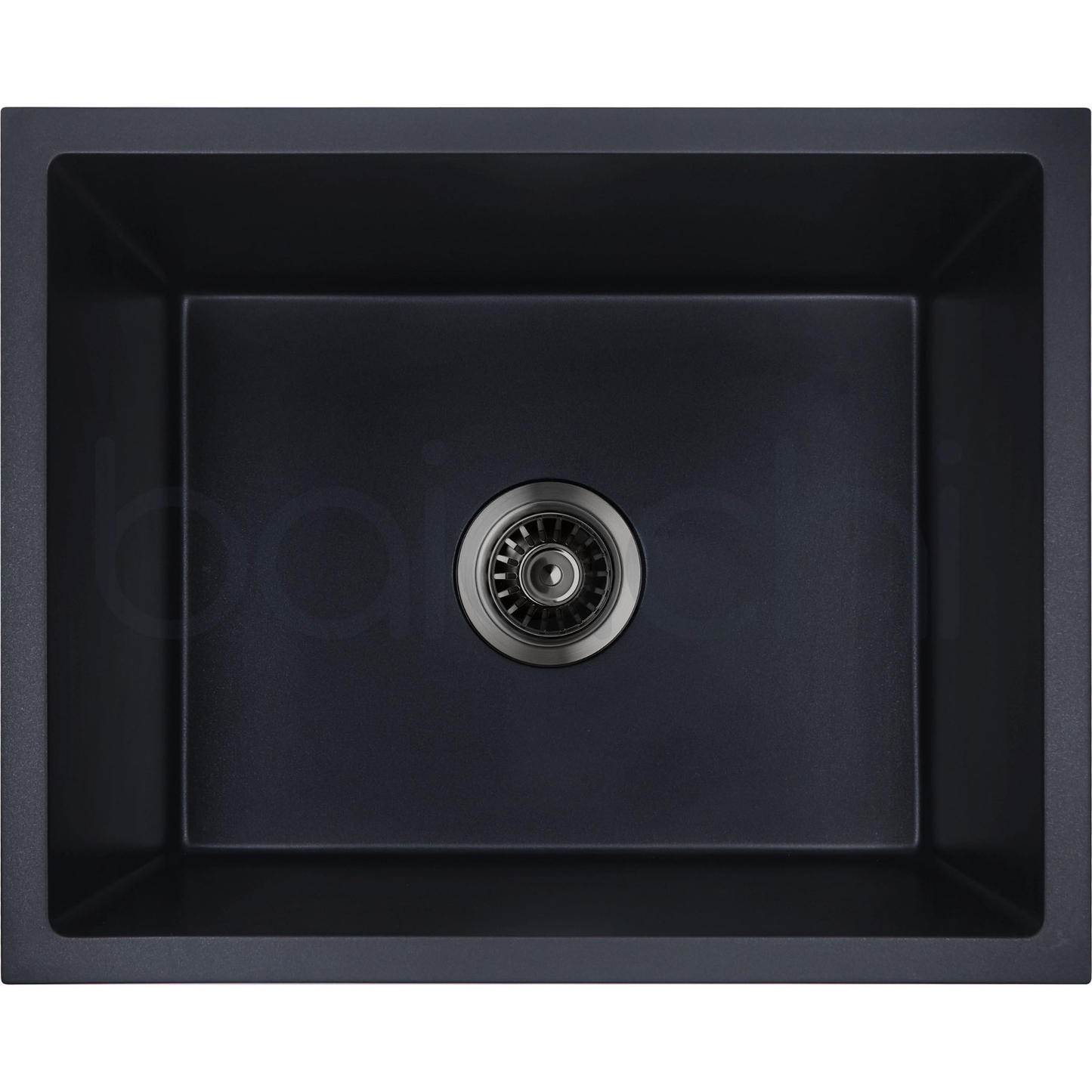 Baiachi 550 x 450 Single Bowl Granite Kitchen Sink Black with Black Waste
