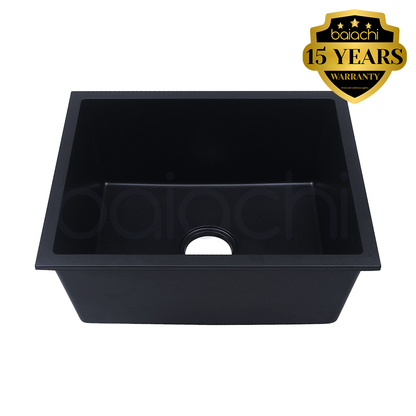 Baiachi 550 x 450 Single Bowl Granite Kitchen Sink Black