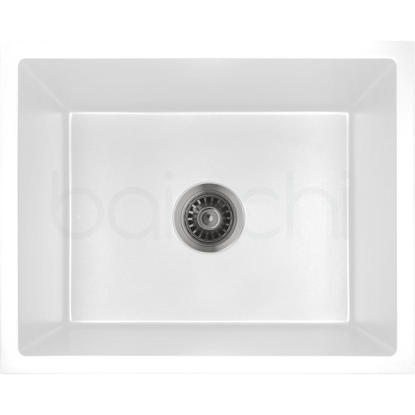 Baiachi 550 x 450 Single Bowl Granite Kitchen Sink White with Brushed Gold Waste