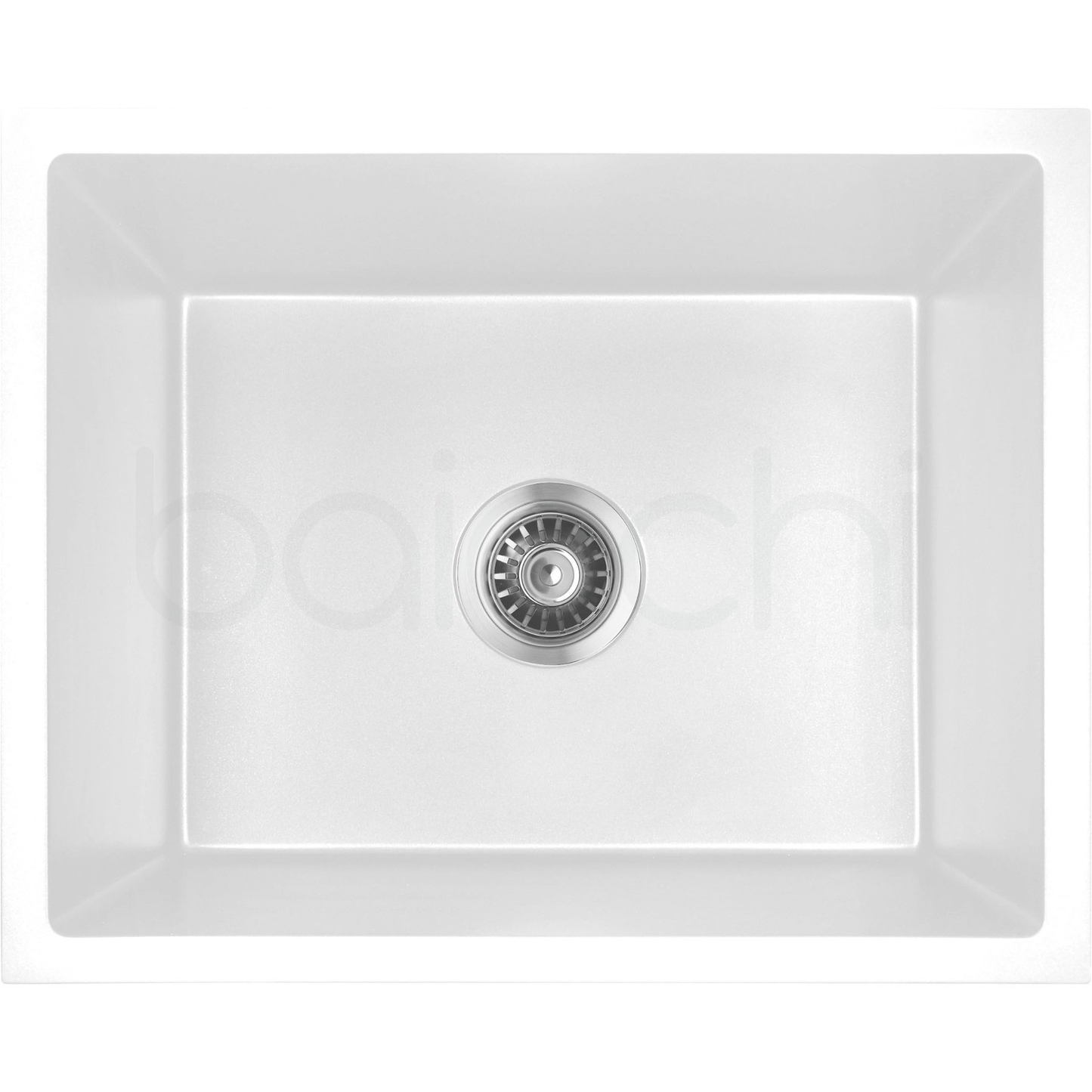 Baiachi 550 x 450 Single Bowl Granite Kitchen Sink White with Stainless Steel Waste