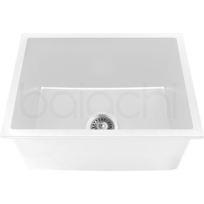 Baiachi 550 x 450 Single Bowl Granite Kitchen Sink White with Brushed Copper Waste