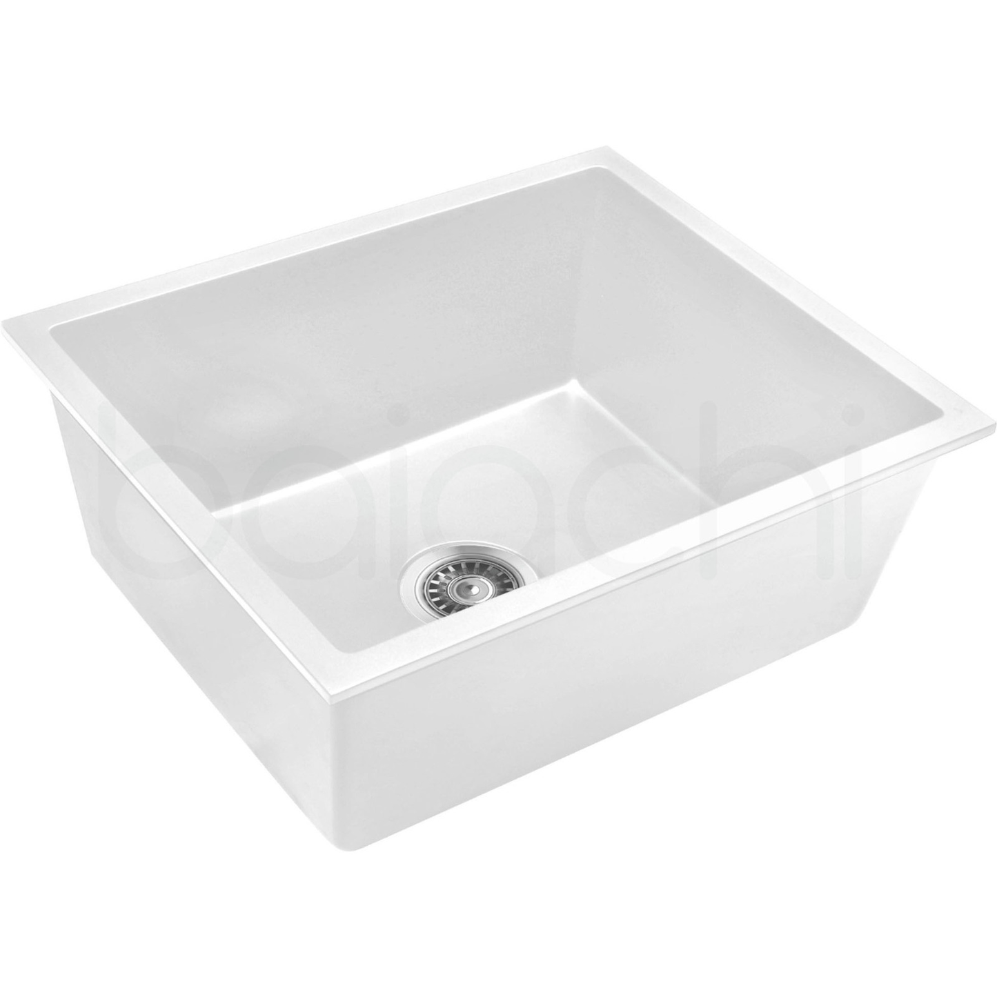 Baiachi 550 x 450 Single Bowl Granite Kitchen Sink White with Stainless Steel Waste