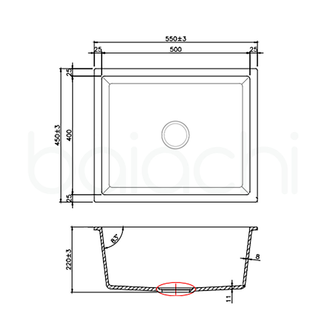 Baiachi 550 x 450 Single Bowl Granite Kitchen Sink White