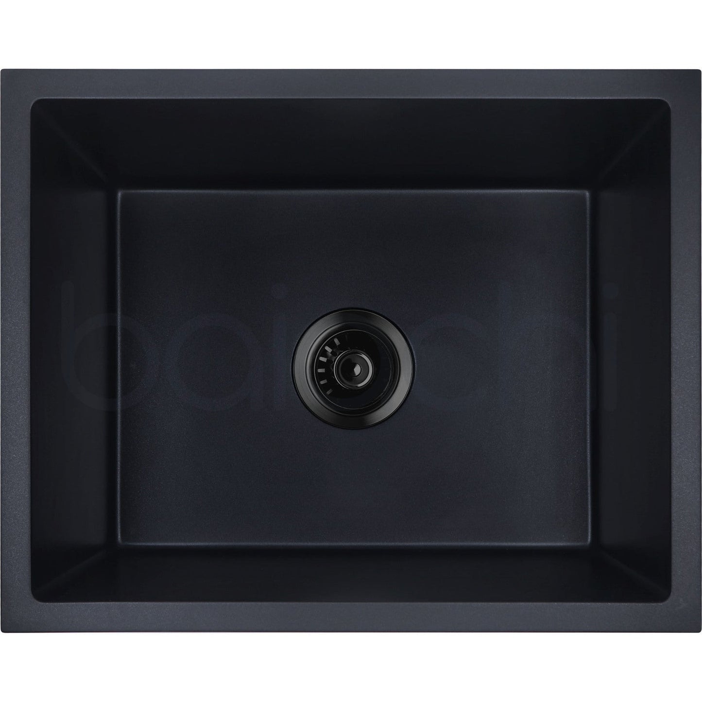 Baiachi 650 x 450 Single Bowl Granite Kitchen Sink Black with Black Waste