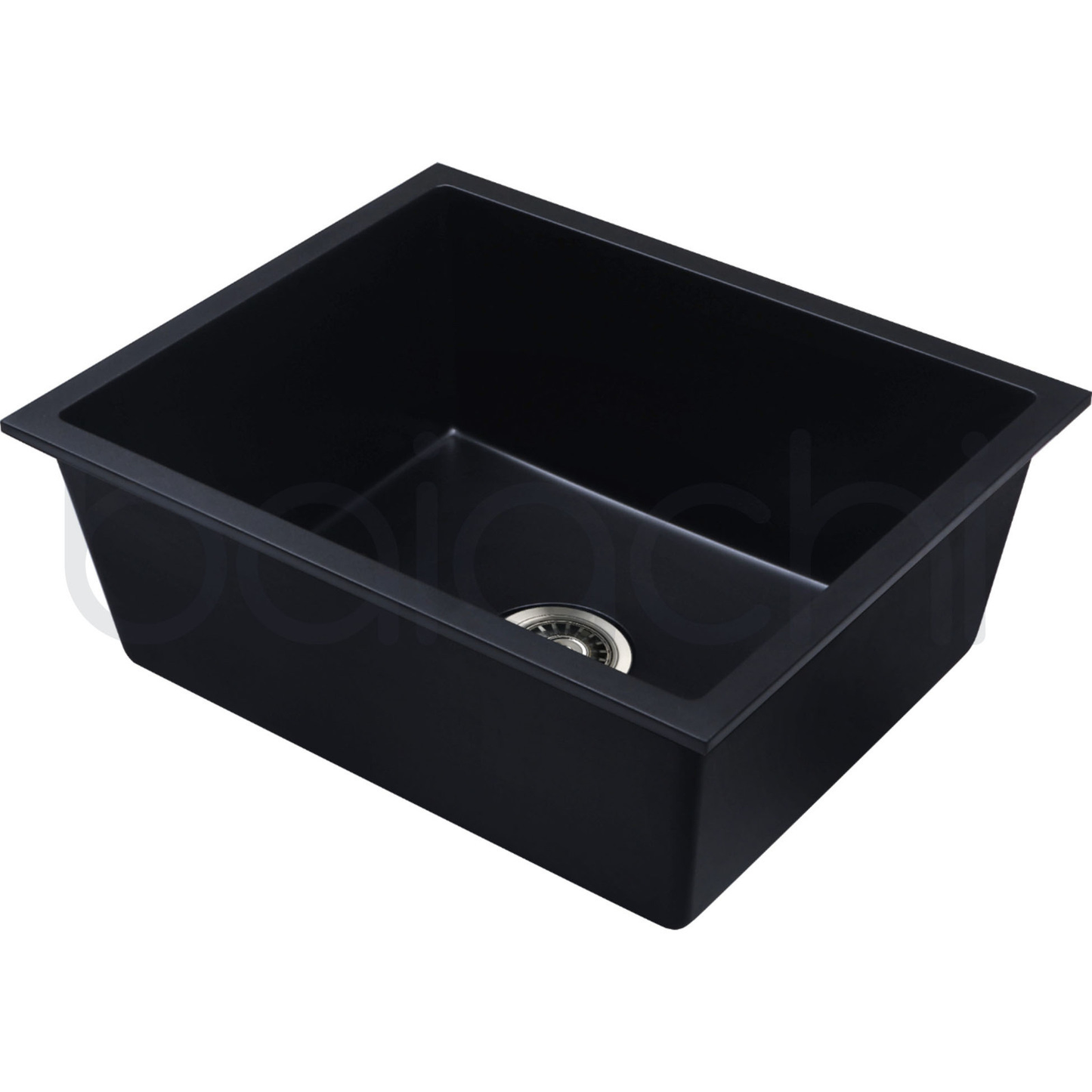 Baiachi 650 x 450 Single Bowl Granite Kitchen Sink Black with Antique Bronze Waste