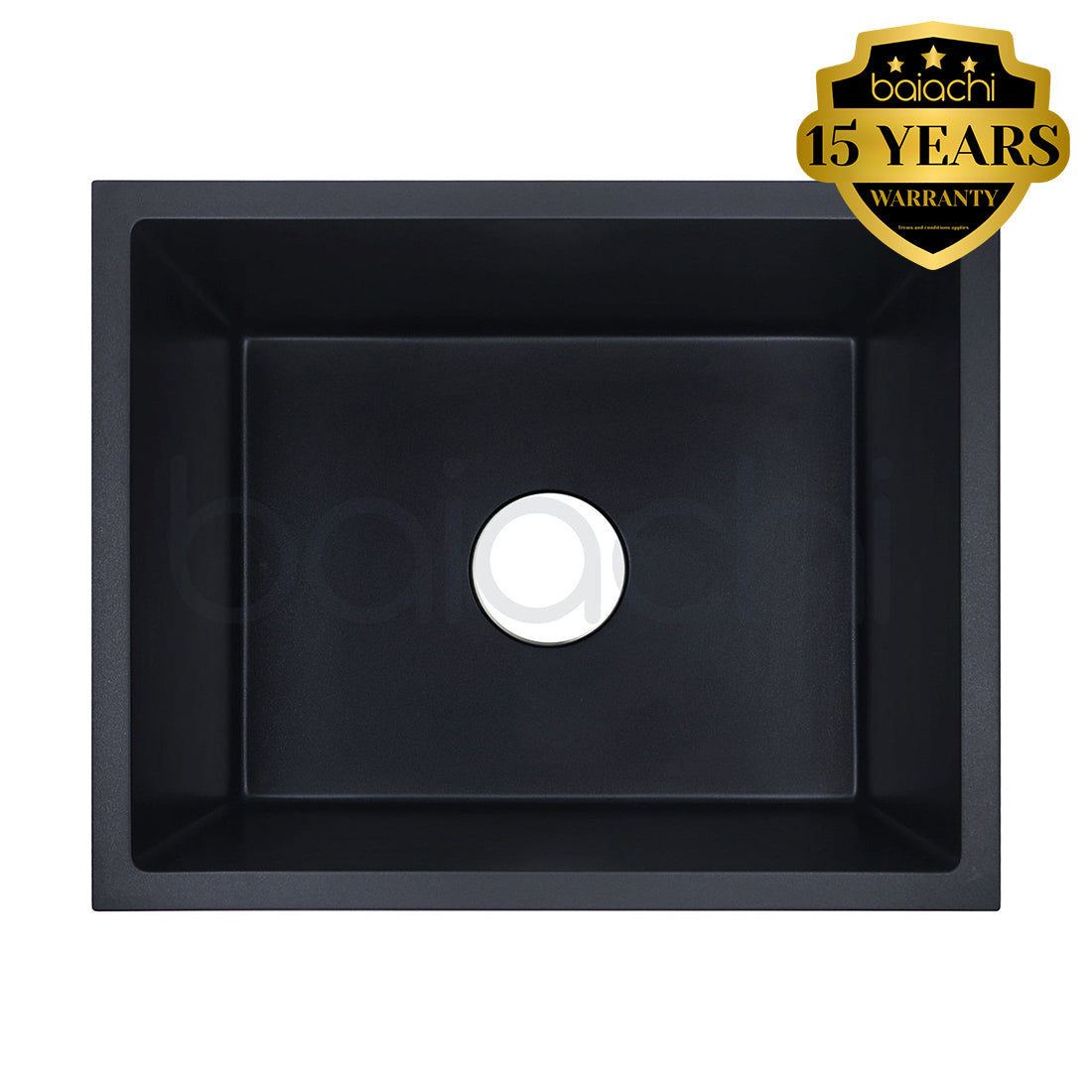 Baiachi 650 x 450 Single Bowl Granite Kitchen Sink Black