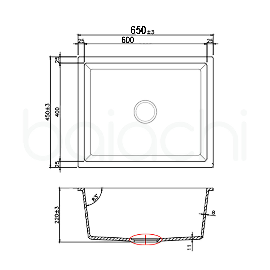 Baiachi 650 x 450 Single Bowl Granite Kitchen Sink White