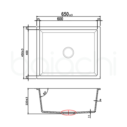 Baiachi 650 x 450 Single Bowl Granite Kitchen Sink White