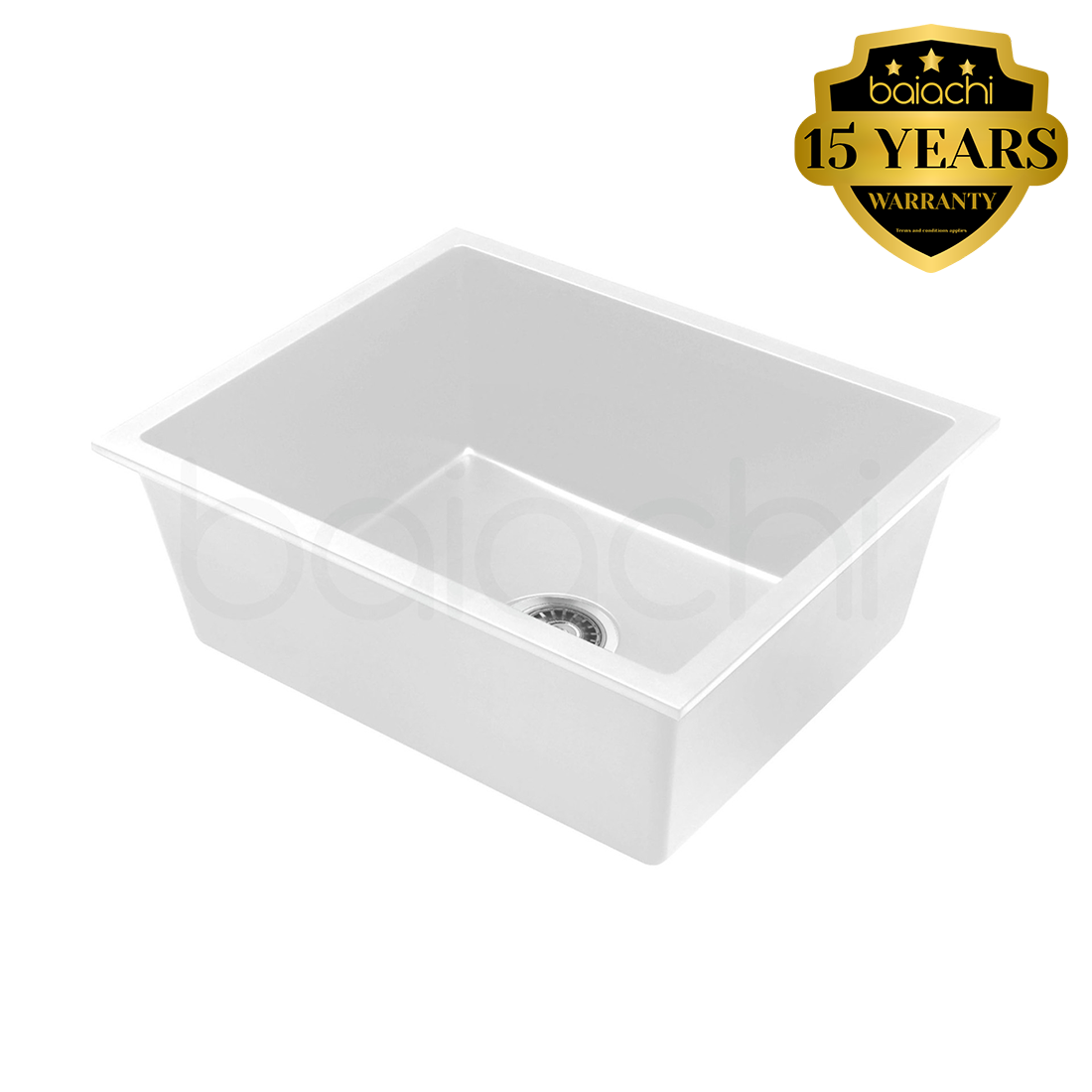 Baiachi 650 x 450 Single Bowl Granite Kitchen Sink White