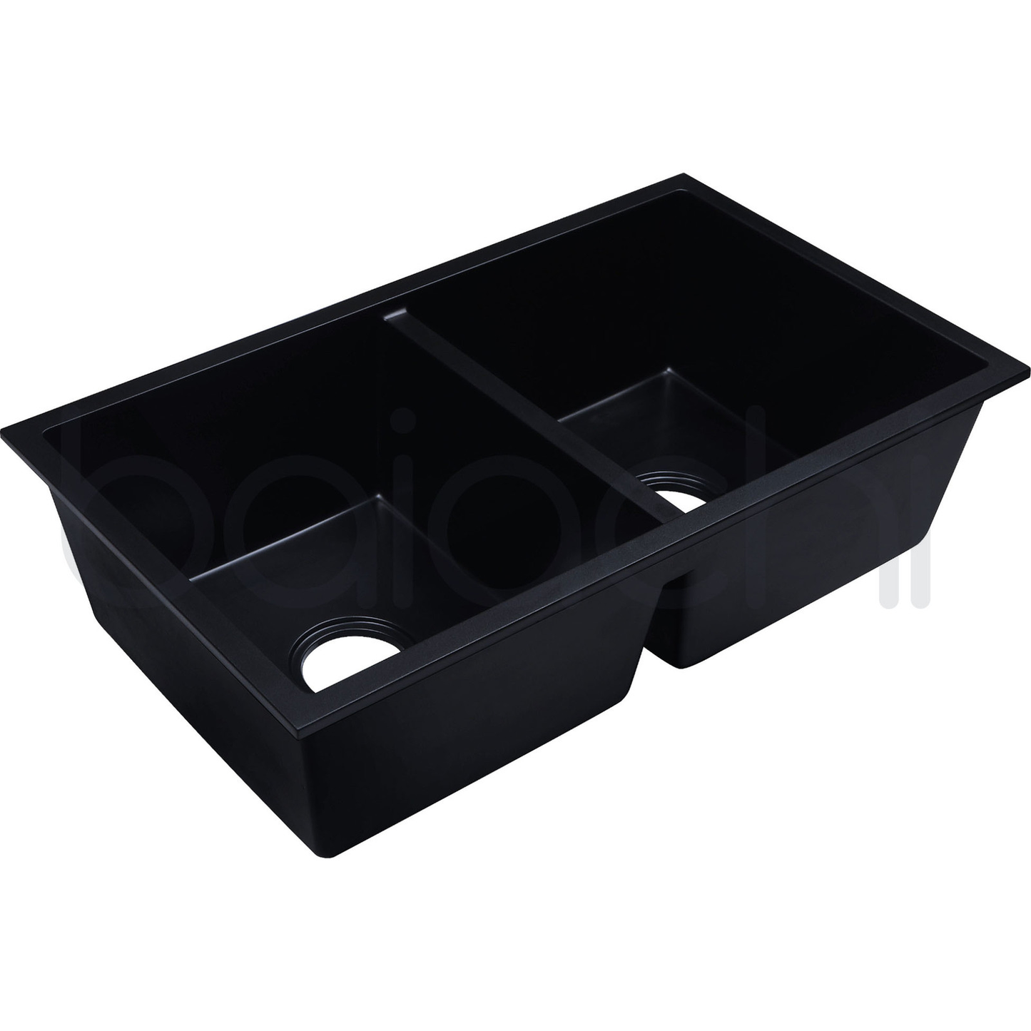 Baiachi 770 x 450 Double Bowl Granite Kitchen Sink Black with Gun metal Waste