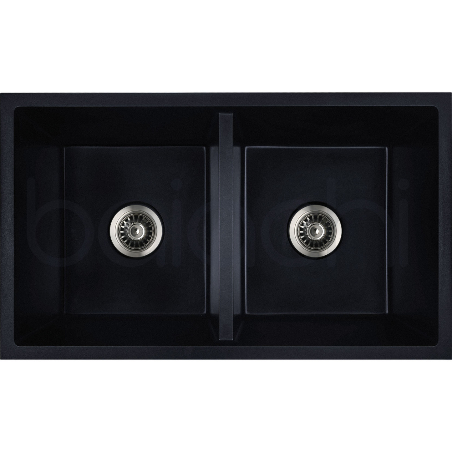 Baiachi Double Bowl Granite Kitchen Sink Black with Stainless Steel Waste