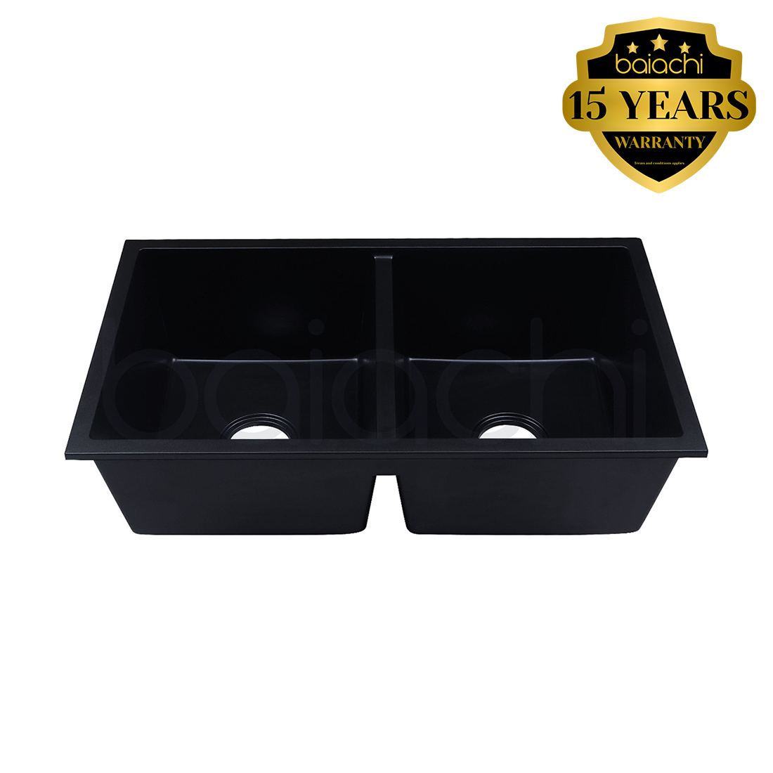 Baiachi 770 x 450 Double Bowl Granite Kitchen Sink Black