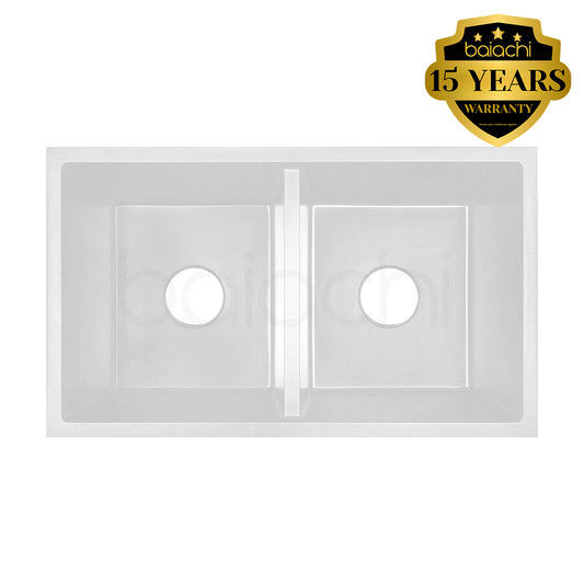 Baiachi 770 x 450 Double Bowl Granite Kitchen Sink White
