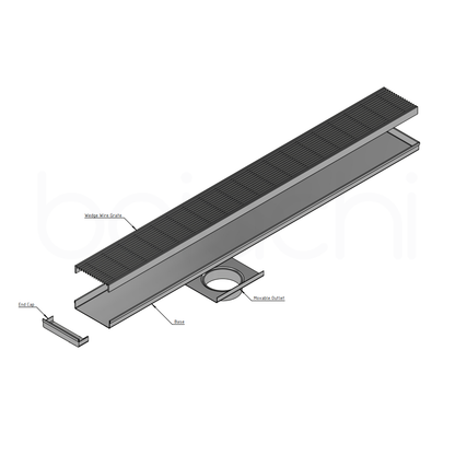 601-900mm Linear Heelguard Adjustable Floor Waste Matte Black