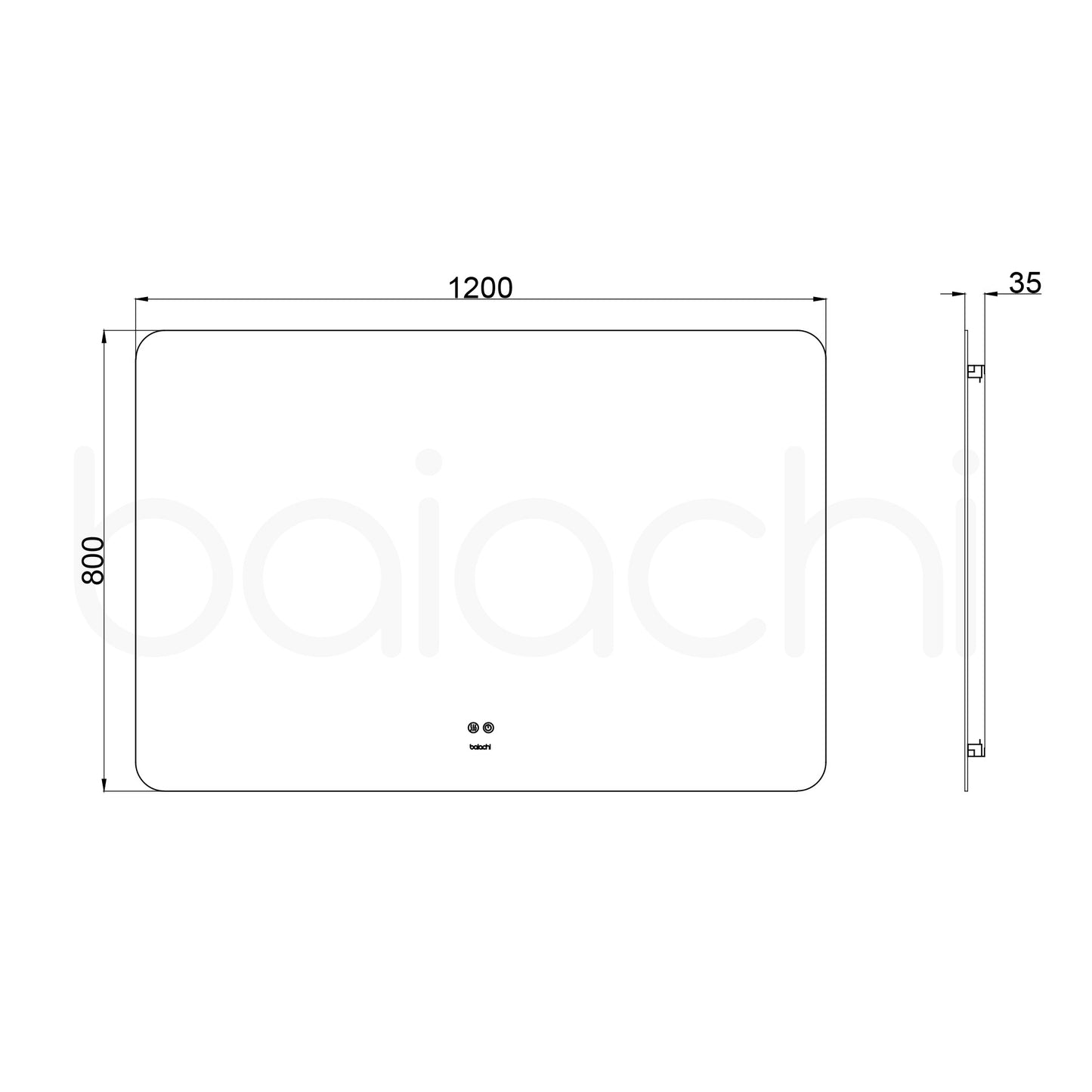 Baiachi LED Square 1200x800mm Backlit Anti-Fog Mirror