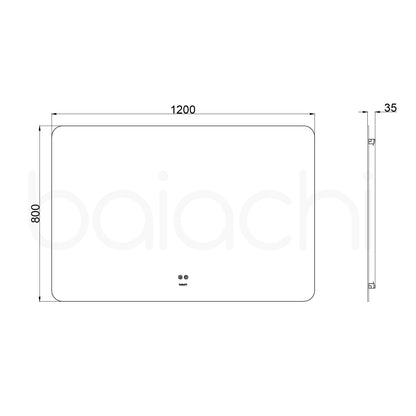 Baiachi LED Square 1200x800mm Backlit Anti-Fog Mirror