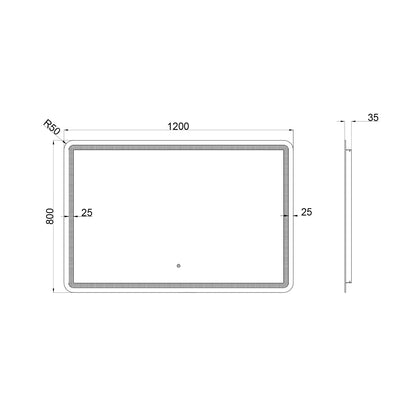 Baiachi 1200x800 LED Rectangle Frameless Mirror