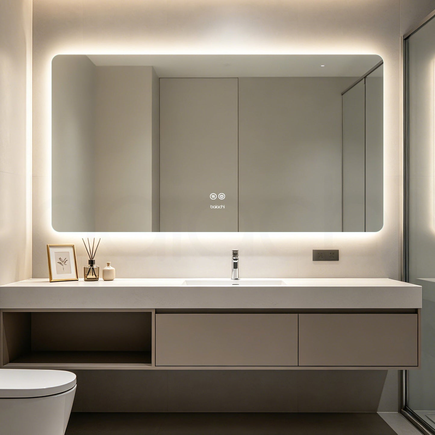 Baiachi LED Square 1500x800mm Backlit Anti-Fog Mirror