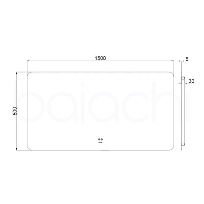 Baiachi LED Square 1500x800mm Backlit Anti-Fog Mirror