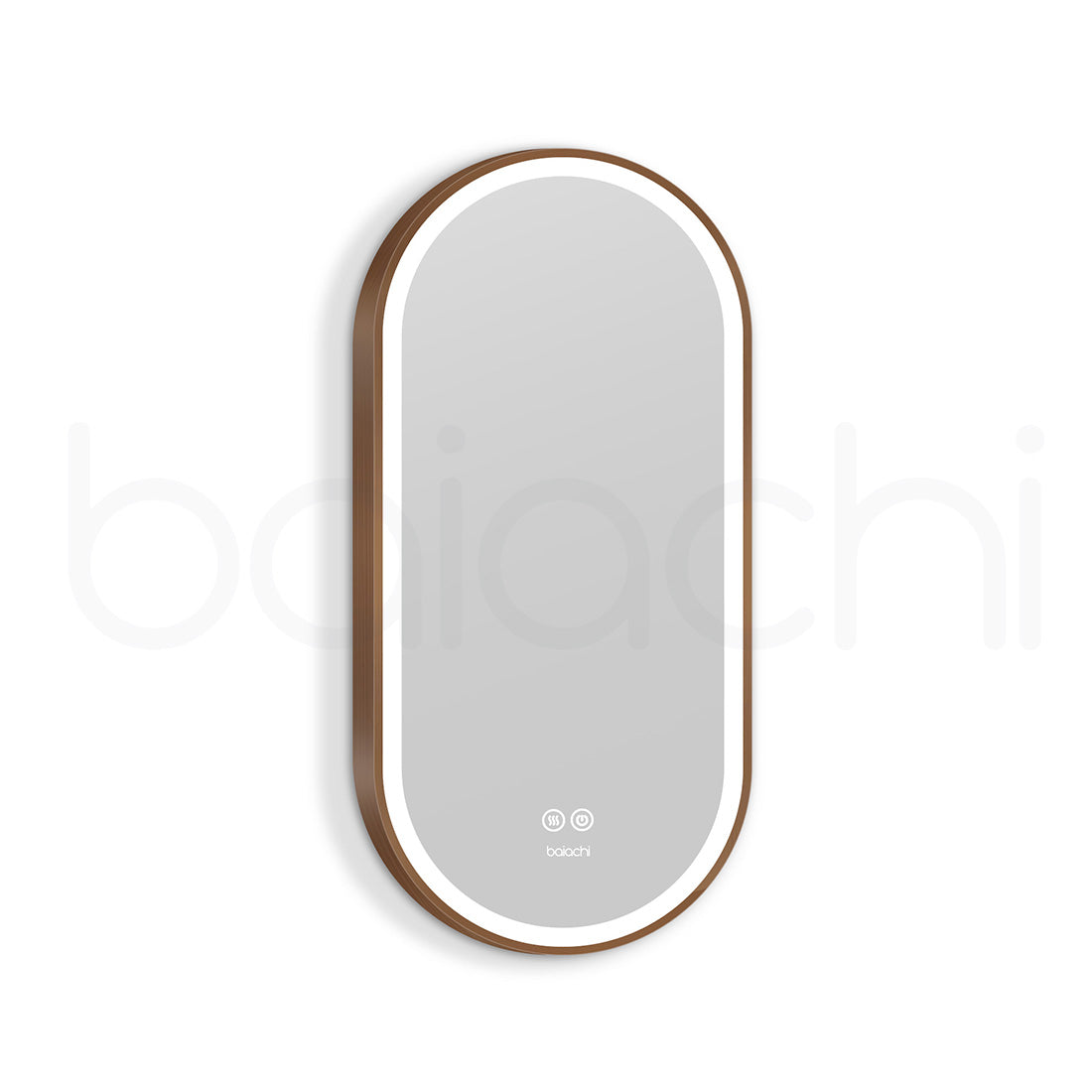 Baiachi Cora LED Oval 450mmx900mm Frame Mirror Brushed Copper