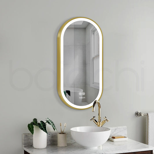 Baiachi Cora LED Oval 450mmx900mm Frame Mirror Brushed Gold
