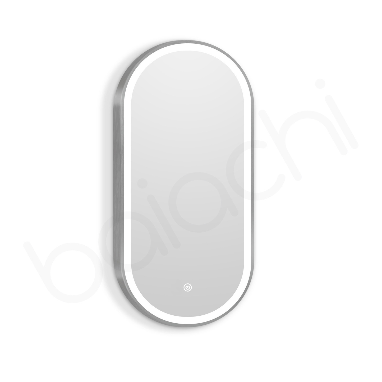 Baiachi Cora LED Oval 450mmx900mm Frame Mirror Brushed Silver