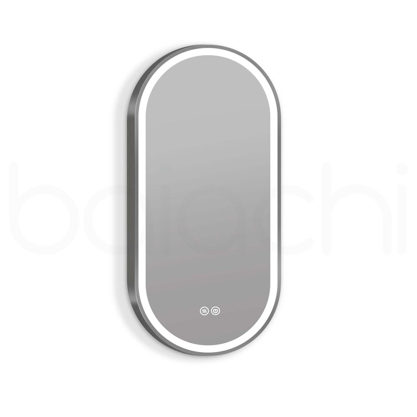 Baiachi LED Oval 450mmx900mm Frame Mirror Gun Metal