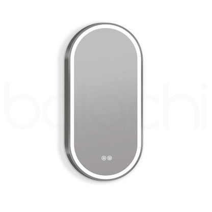 Baiachi LED Oval 450mmx900mm Frame Mirror Gun Metal