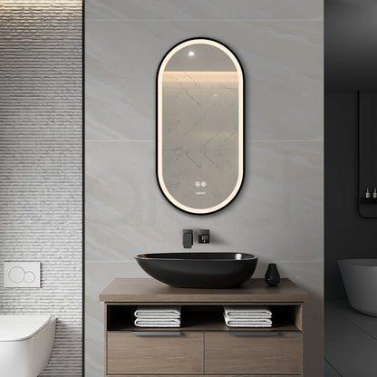 Baiachi Cora LED Oval 450mmx900mm Frame Mirror Matte Black