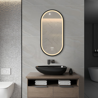 Baiachi Cora LED Oval 450mmx900mm Frame Mirror Matte Black