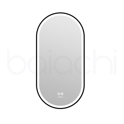 Baiachi Cora LED Oval 450mmx900mm Frame Mirror Matte Black