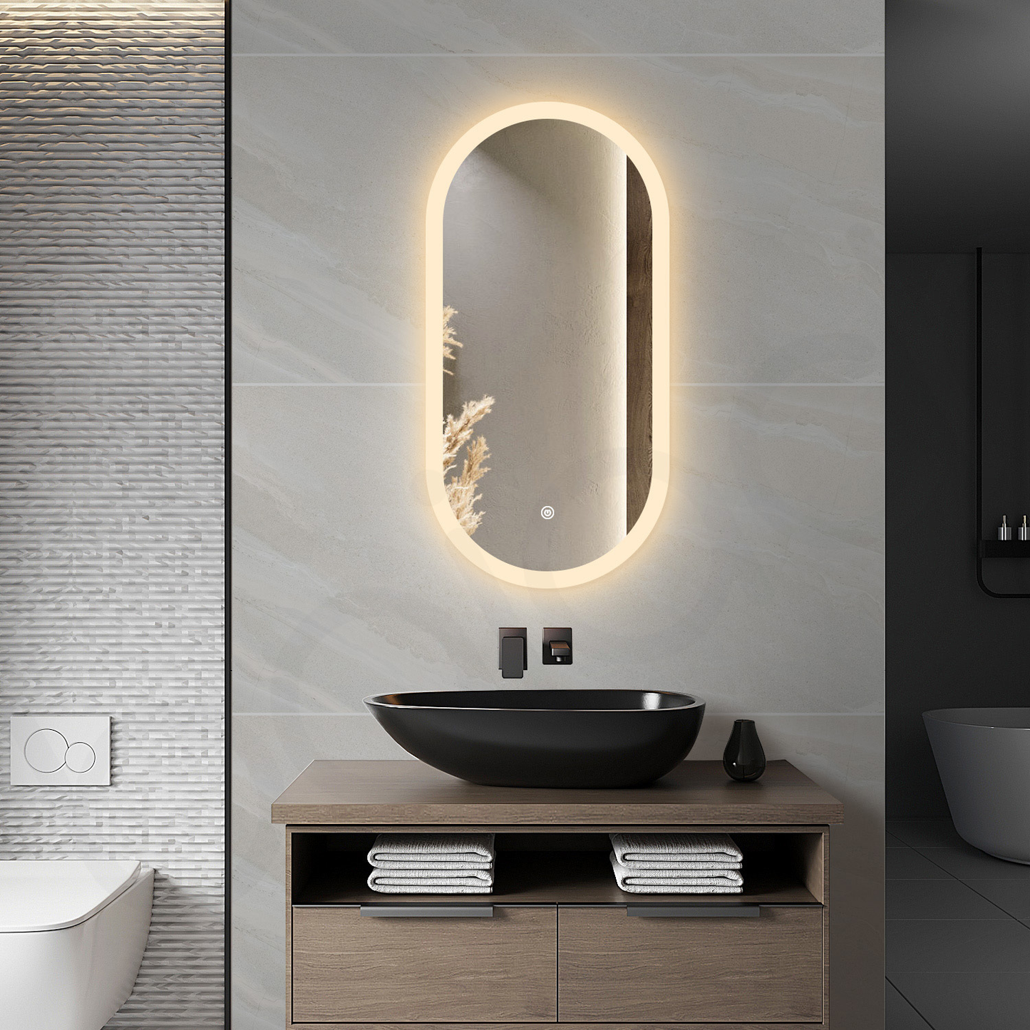 Baiachi Cora LED Oval 450mmx900mm Frameless Mirror