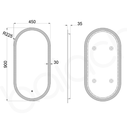 Baiachi Cora LED Oval 450mmx900mm Frameless Mirror