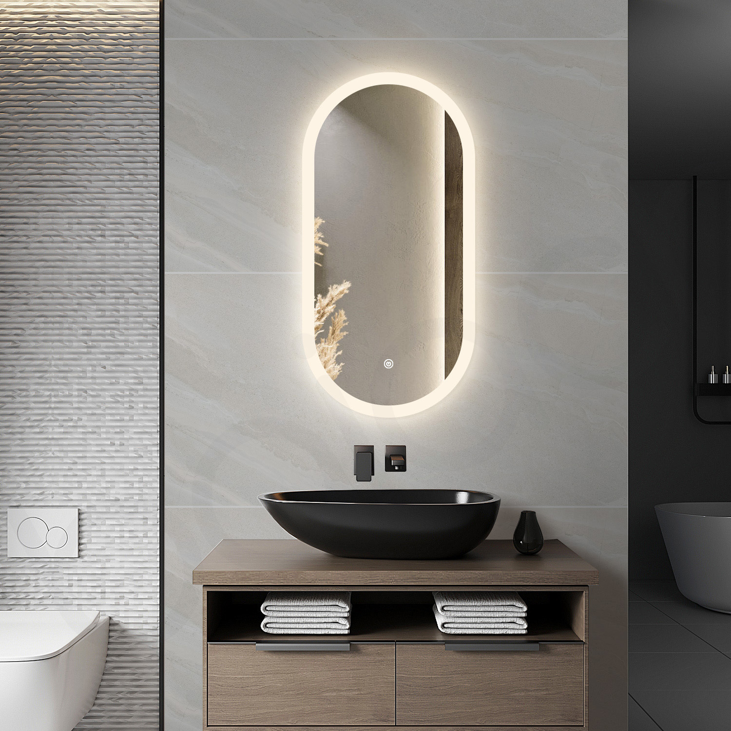 Baiachi Cora LED Oval 450mmx900mm Frameless Mirror