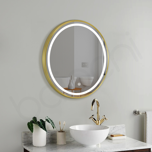 Baiachi Otus LED Round 600mm Frame Mirror Brushed Gold