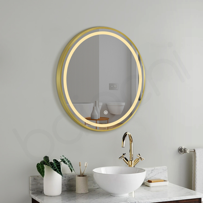 Baiachi Otus LED Round 600mm Frame Mirror Brushed Gold