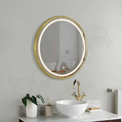 Baiachi Otus LED Round 600mm Frame Mirror Brushed Gold