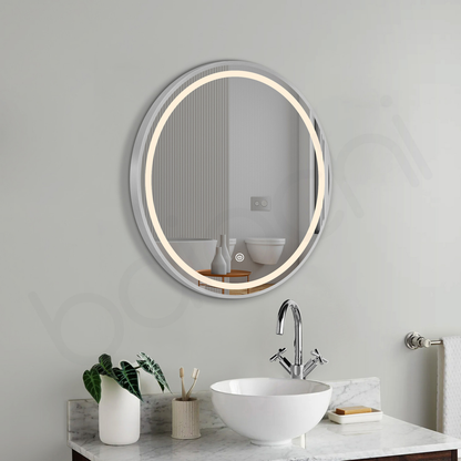Baiachi Otus LED Round 600mm Frame Mirror Brushed Silver