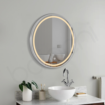 Baiachi Otus LED Round 600mm Frame Mirror Brushed Silver
