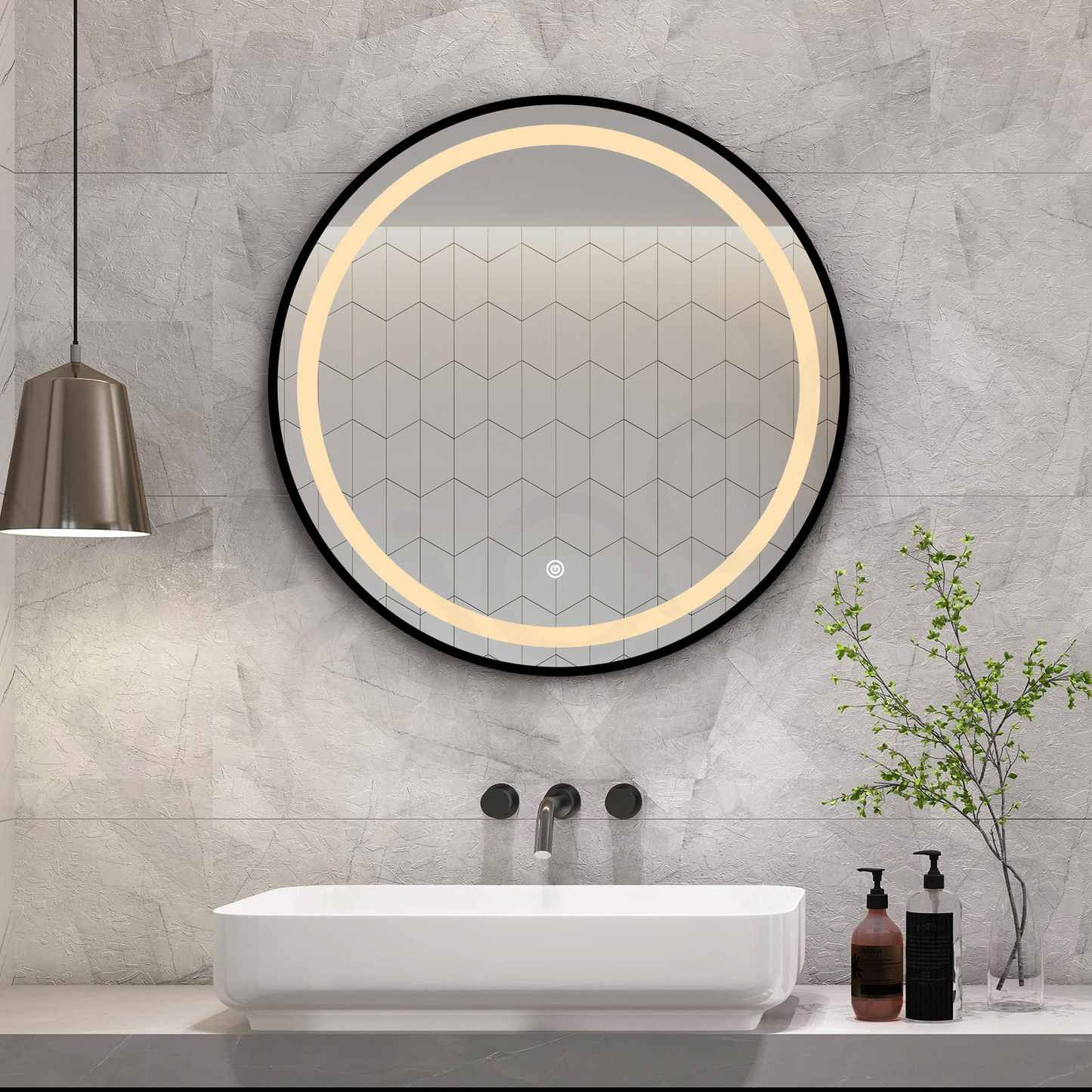 Baiachi Otus LED Round 600mm Frame Mirror Matte Black