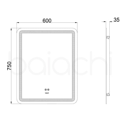 Baiachi LED Square 600x750mm Backlit Anti-Fog Mirror