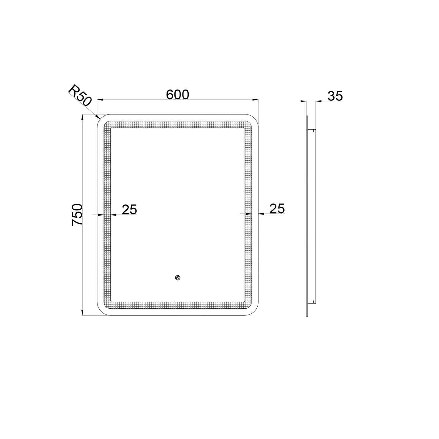 Baiachi 600x750 LED Rectangle Frameless Mirror