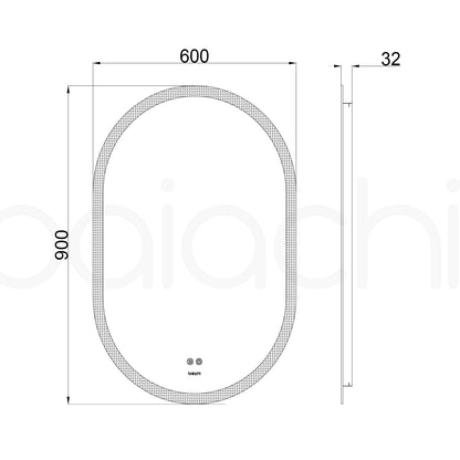 Baiachi Cora LED Oval 600mmx900mm Frameless Mirror.