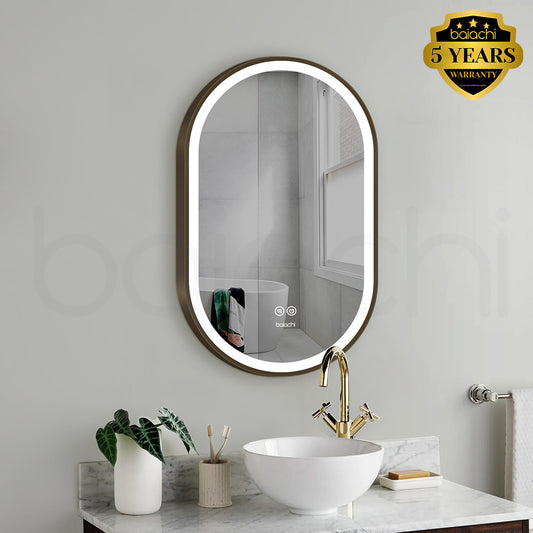 Baiachi Cora LED Oval 600mmx900mm Frame Mirror Antique Brass