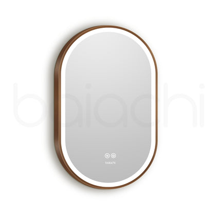 Baiachi Cora LED Oval 600mmx900mm Frame Mirror Brushed Copper