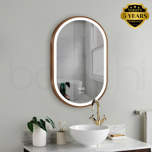 Baiachi Cora LED Oval 600mmx900mm Frame Mirror Brushed Copper