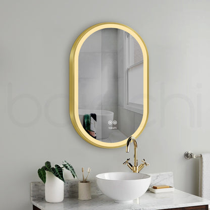 Baiachi Cora LED Oval 600mmx900mm Frame Mirror Brushed Gold