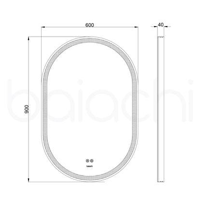 Baiachi Cora LED Oval 600mmx900mm Frame Mirror Brushed Gold